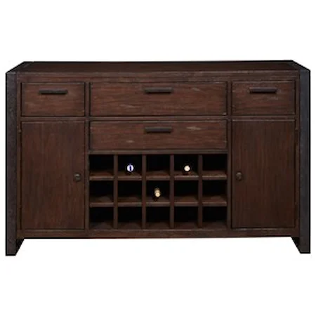 4 Drawer Server with Wine Rack